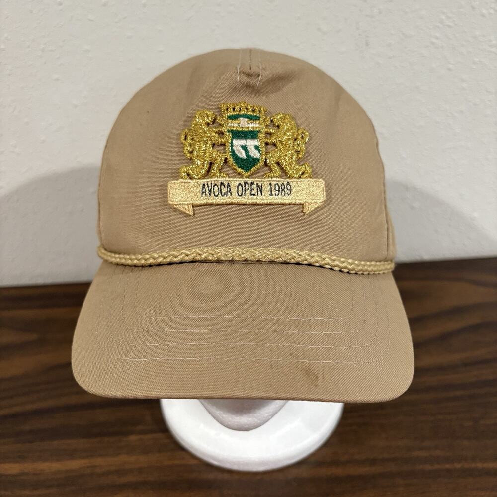 Vintage Avoca Open 1989 Trucker Rope Snapback Hat Golf 80s Town Talk Gold Crest